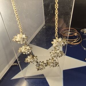 Elegant Gold and White Floral Necklace